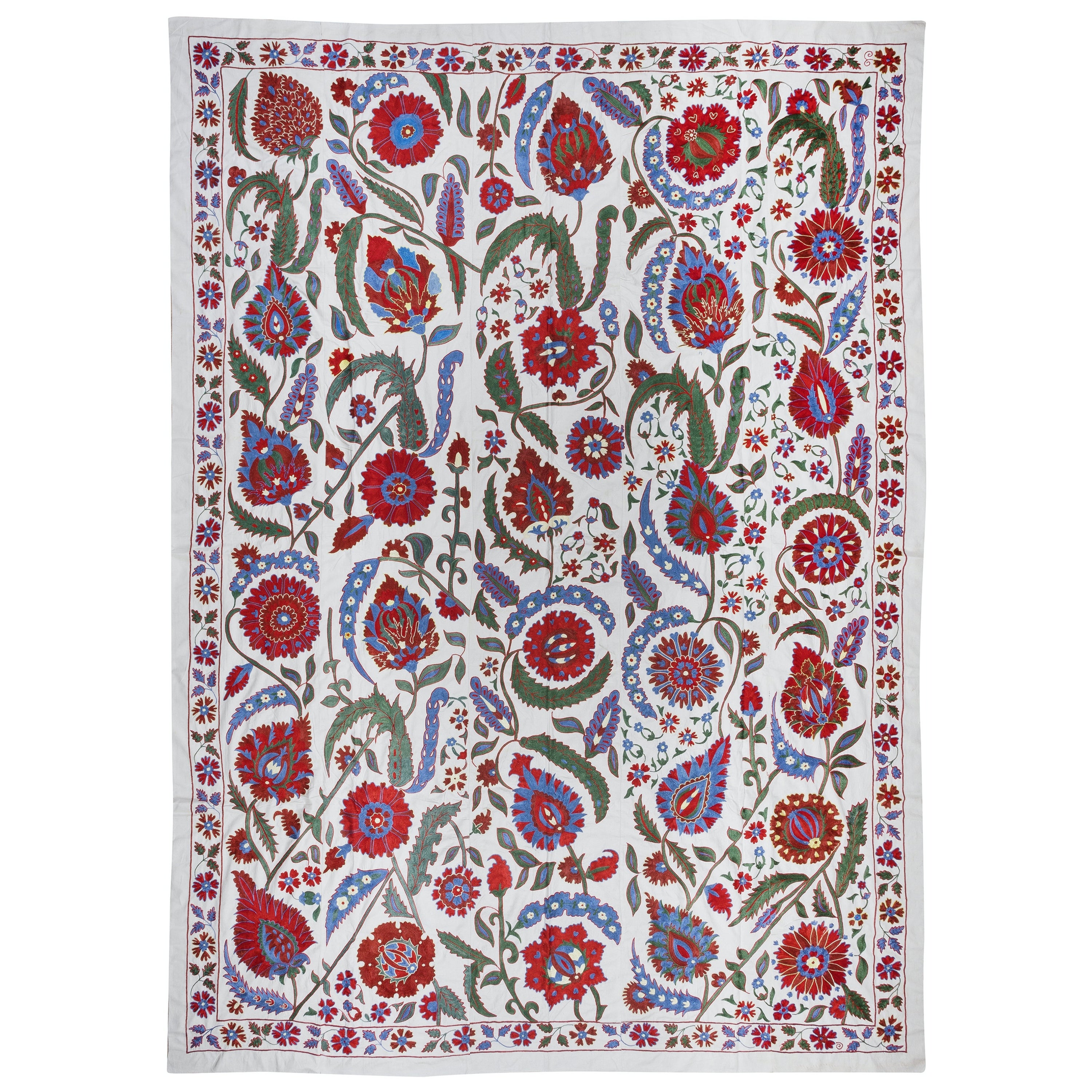 7.6x10.6 Fuß Seidenstickerei-Wandbehang, Häkelbett, Boho-Wandschmuck