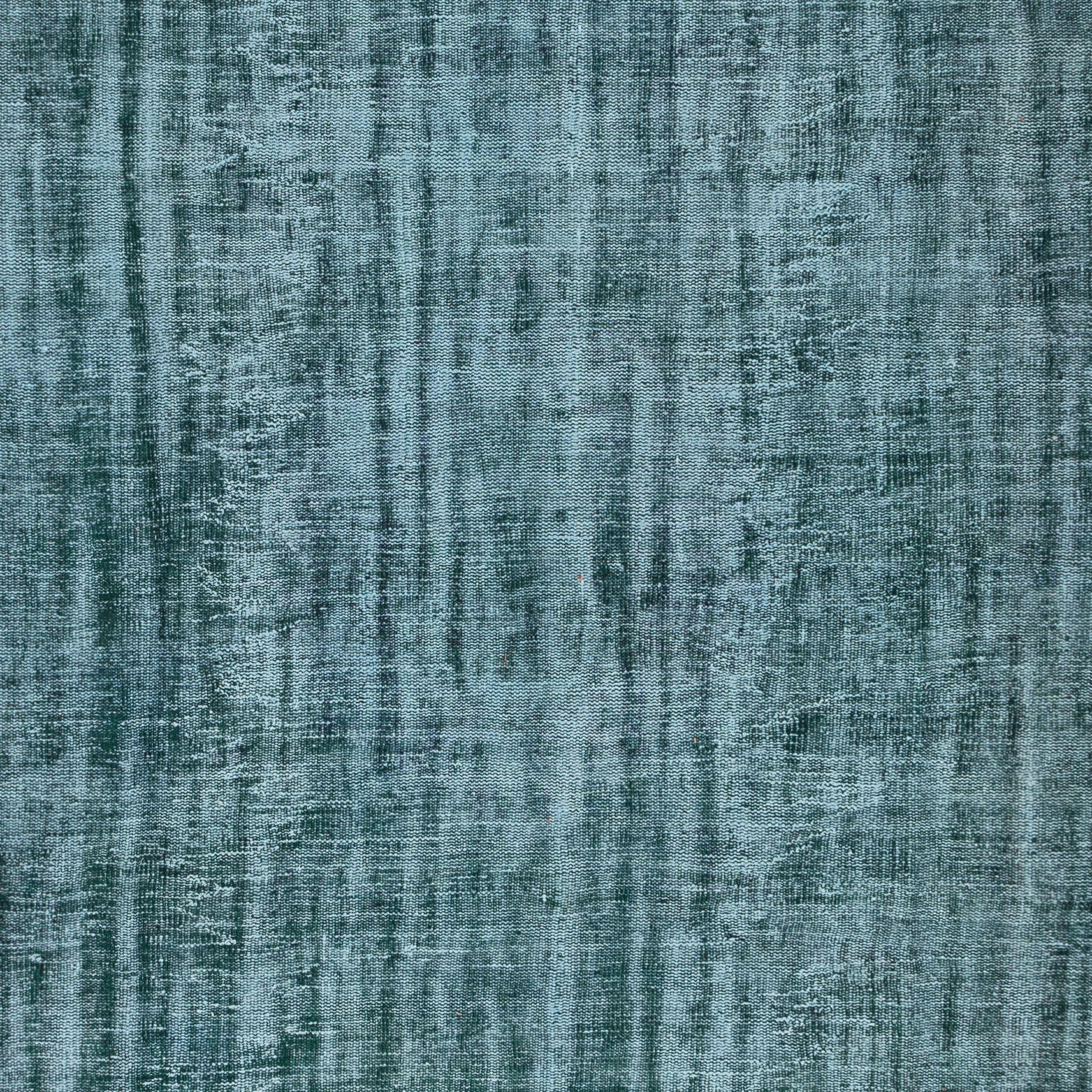 7.6x11.3 Ft Handknotted Shabby Chic Rug, Dark Green Carpet for Modern Interiors In Good Condition For Sale In Spring Valley, NY