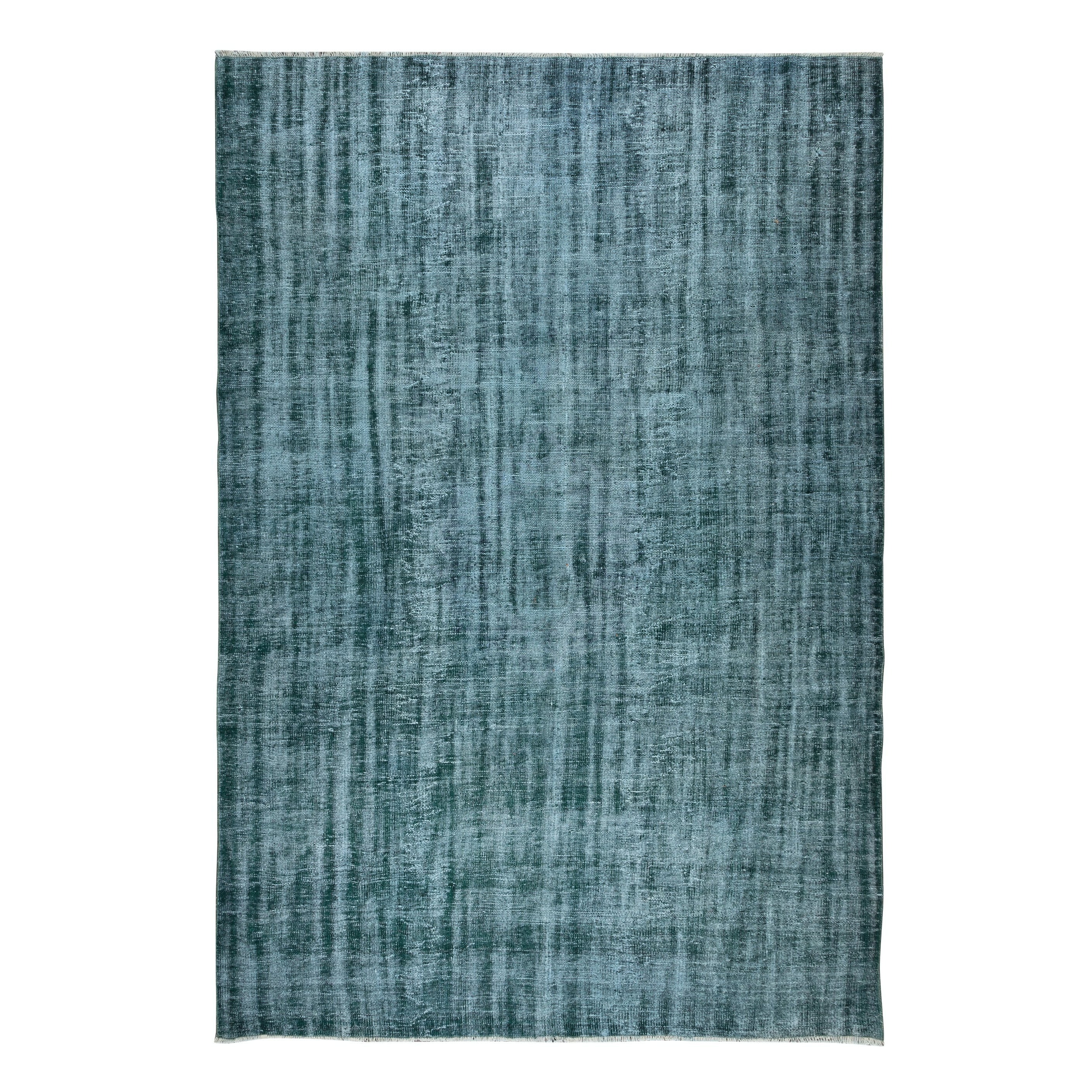 Tappeto Shabby Chic annodato a mano 7.6x11.3 Ft, Tappeto Verde Scuro per Interni Moderni
