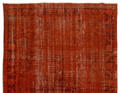 7.6x11.4 Ft Handmade Large Rug Overdyed in Orange. Distressed Turkish Carpet
