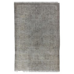 7.6x11.4 Ft Vintage Oriental Rug ReDyed in Gray Color for Contemporary Interiors