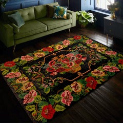 7,6x11,4 Ft Kilim bessarabique fait à la main. Tapis floral vintage. Toutes les tapisseries en laine