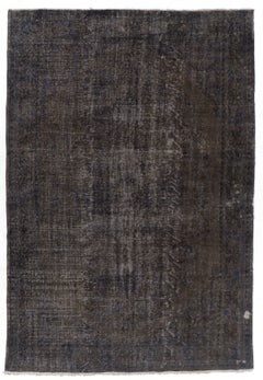 7.6x11.4 Ft Used Distressed Handmade Turkish Large Rug in Taupe & Black Color