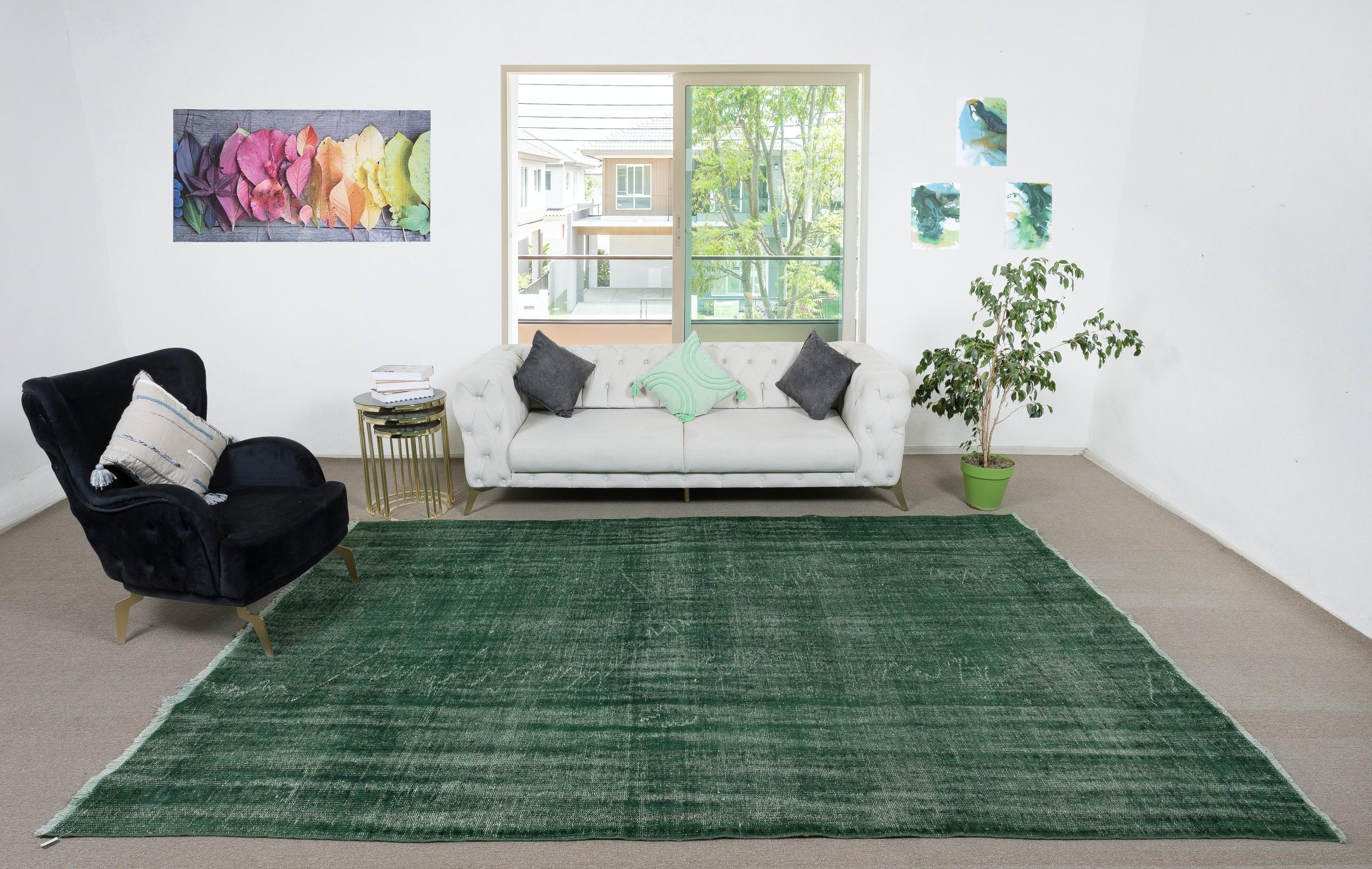 Our over-dyed rugs are all hand-knotted vintage pieces that are recreated in our workshop to cater to a wider range of interior design choices from modern to coastal, from industrial to rustic/cottage. These 50 to 70 year-old rugs were hand-knotted