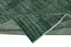 7.6x11.5 Ft Vintage Handmade Turkish Area Rug Overdyed in Solid Dark Green Color