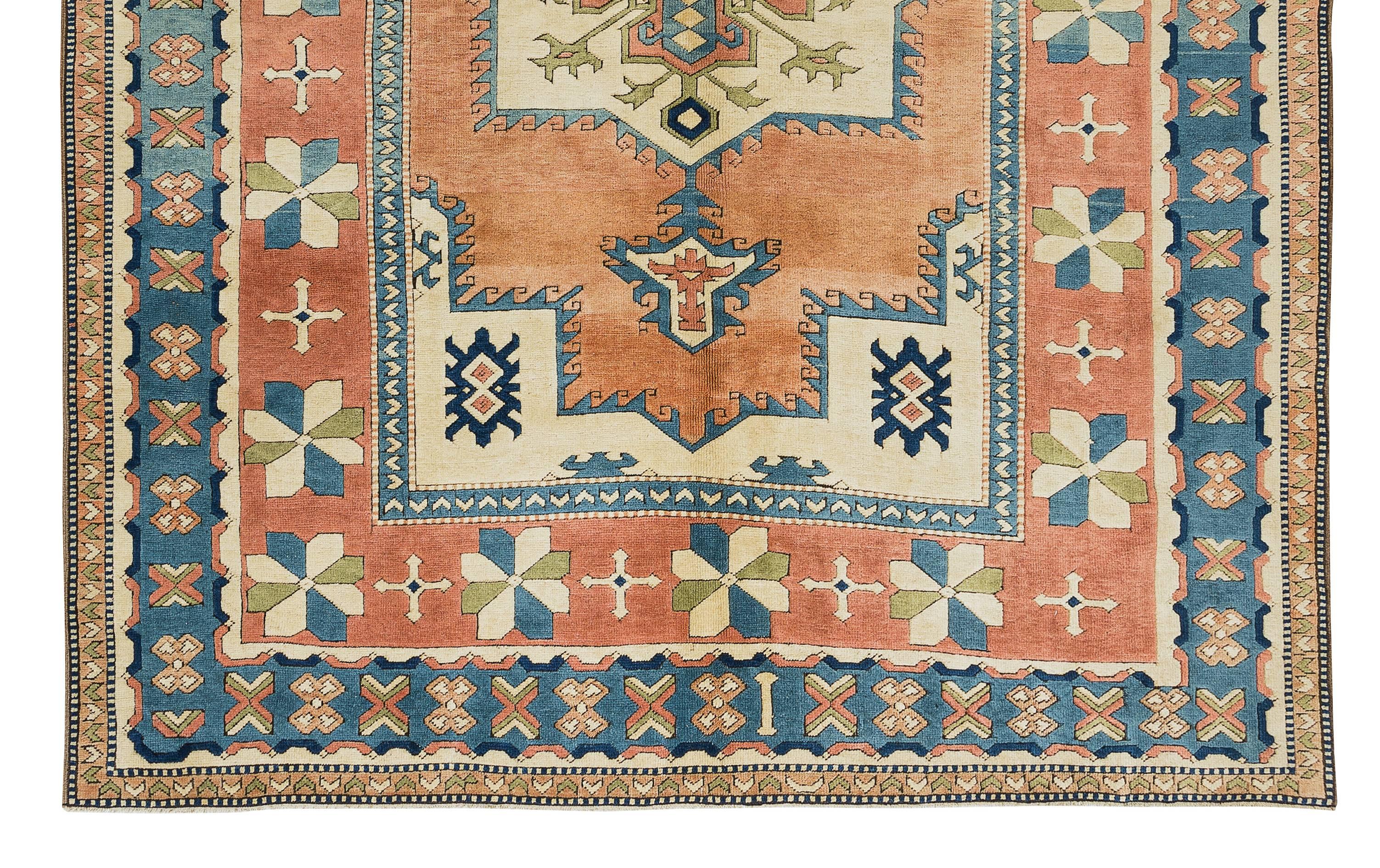 Turc 7.6x9 Ft Modern Rugs Hand Knotsted, Handmade Geometric Design Turkish Wool Carpet (tapis de laine turque) en vente