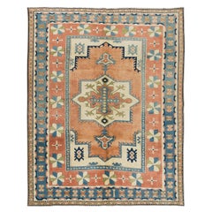 Tapis turc unique noué à la main, tapis traditionnel en laine vintage de 7,6 x 9 pieds