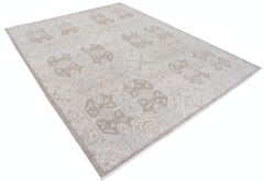 7.6x9.4 ft Traditional Hand Knotted Turkish Large Rug. 100% Wool Beige Carpet