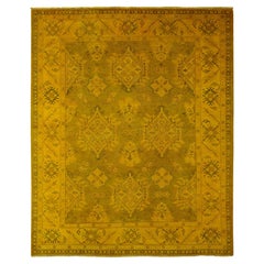 7
6"x9
5" Golden Yellow Overdyed Kazak Medallions Design Wool Hand Knotted Rug