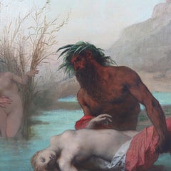77" Barthelemy Glaize Oil On Canvas “River God Rescues Naiad” Signed & Dtd