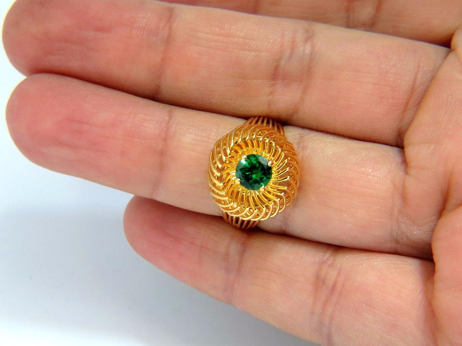 Women's or Men's .77 Carat Natural Tsavorite Green Garnet Ring 18 Karat