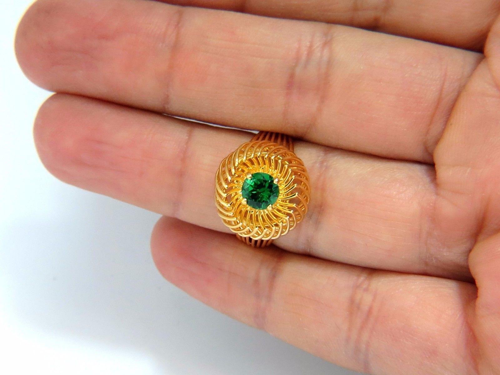 .77 Carat Natural Tsavorite Green Garnet Ring 18 Karat 2