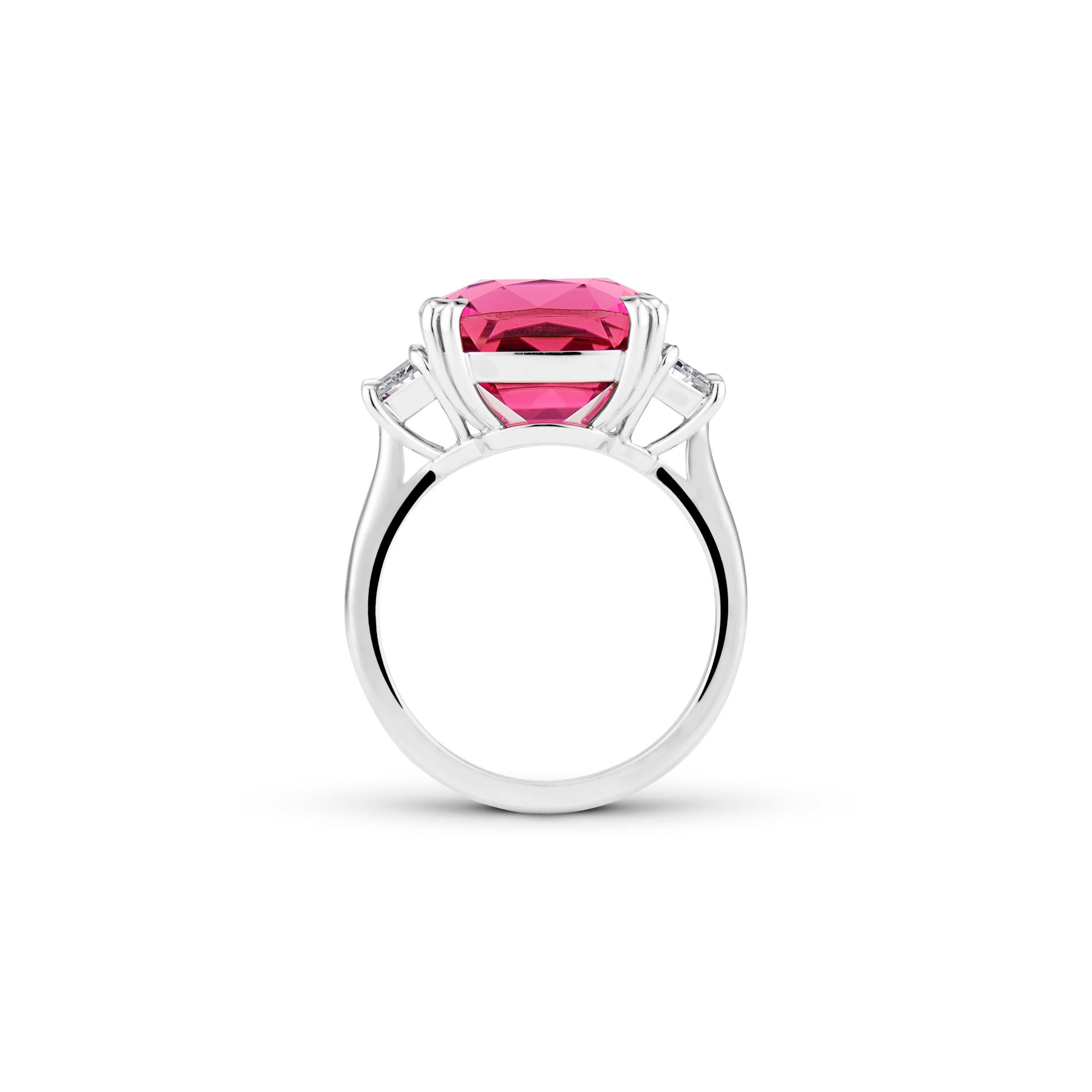 Modern 7.7 carat Pink Tourmaline Diamond Ring For Sale