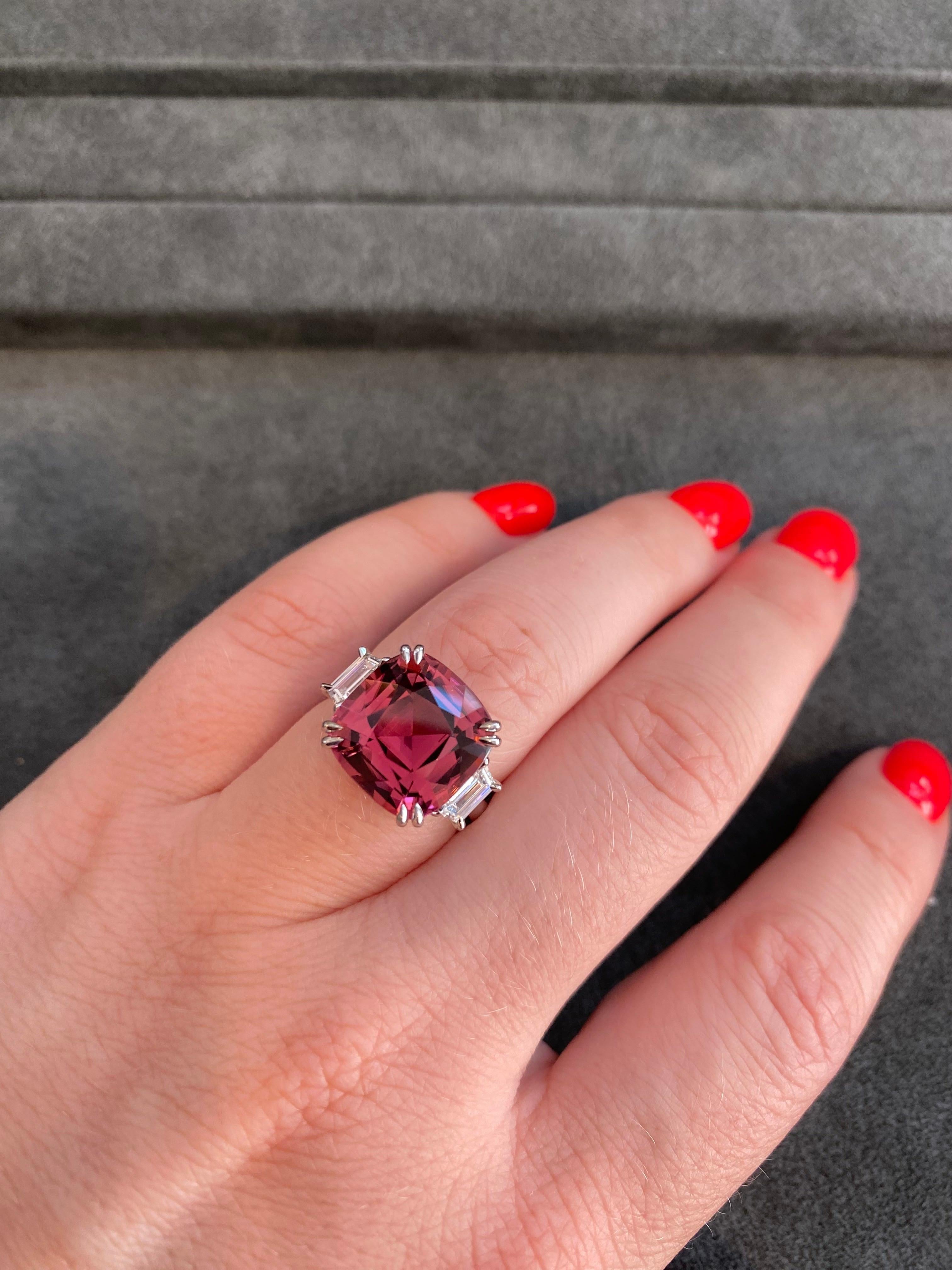7.7 carat Pink Tourmaline Diamond Ring In New Condition For Sale In Brooklyn, NY