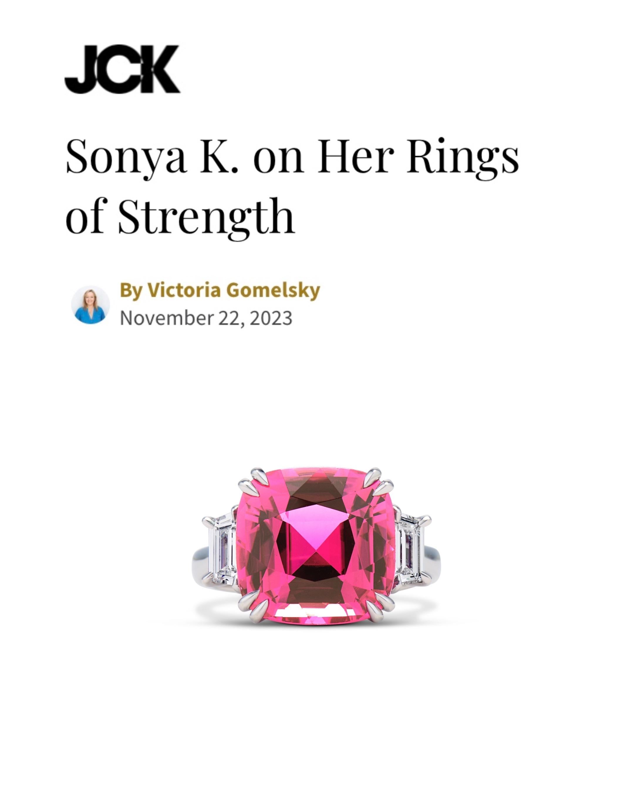 Women's or Men's 7.7 carat Pink Tourmaline Diamond Ring For Sale