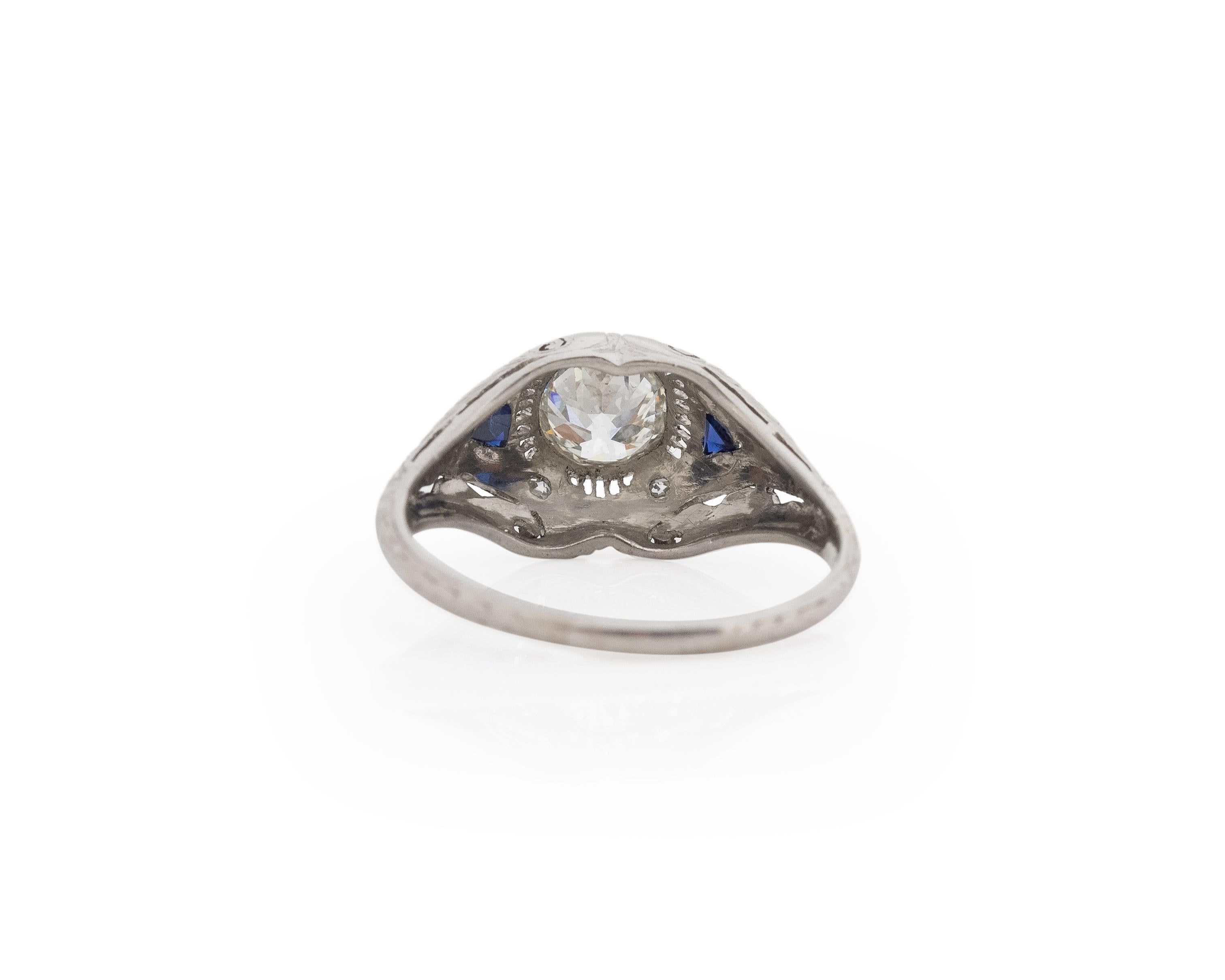 .77 Carat Total Weight Art Deco Diamond Platinum Engagement Ring In Good Condition For Sale In Hicksville, NY