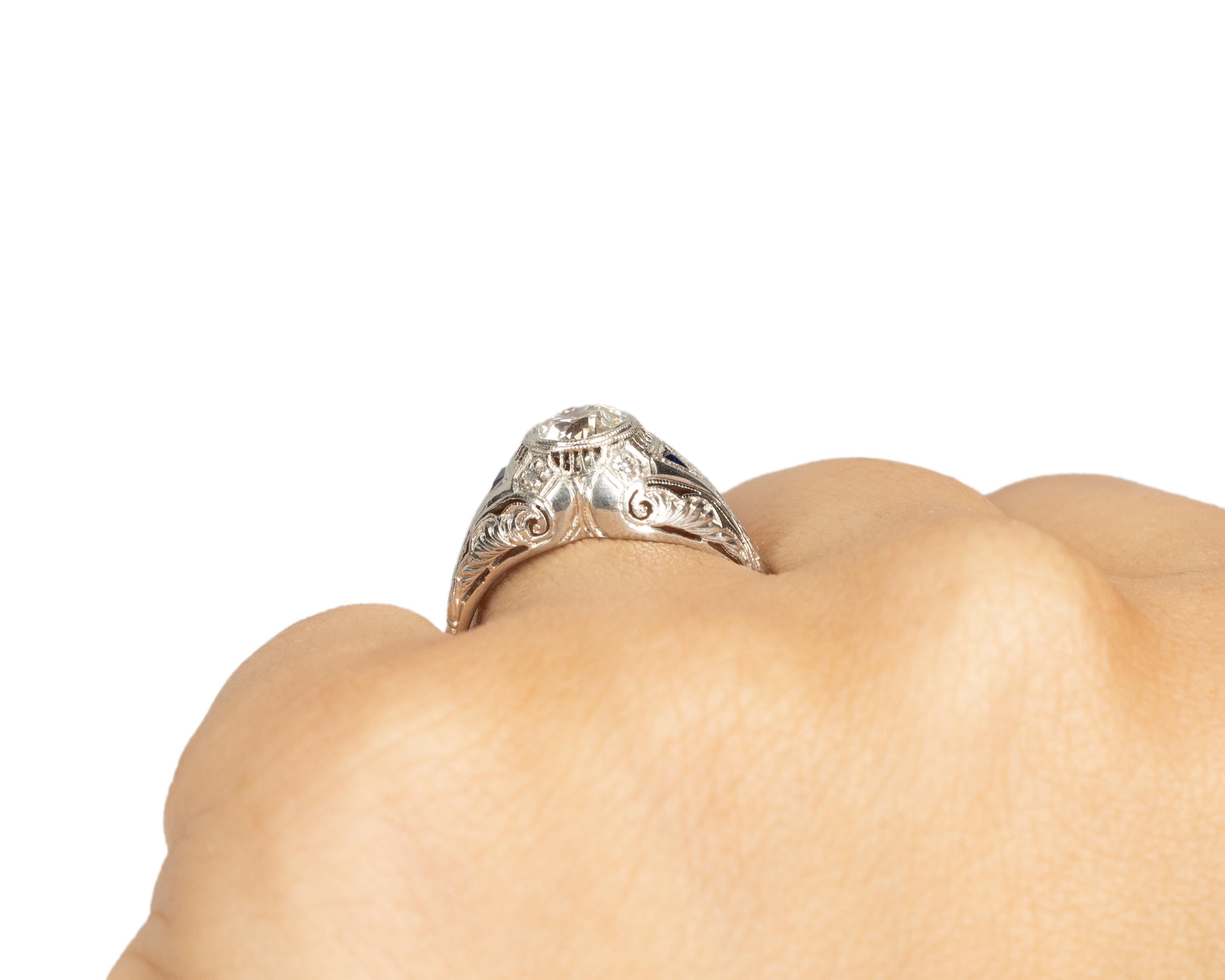 .77 Carat Total Weight Art Deco Diamond Platinum Engagement Ring For Sale 3