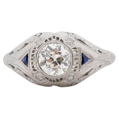 .77 Carat Total Weight Art Deco Diamond Platinum Engagement Ring
