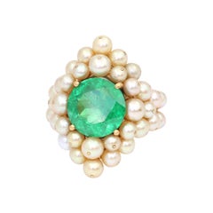 7.7 Ct Demantoid Garnet Pearls Diamonds Antonio Seijo 18K Ring Certified, 2010