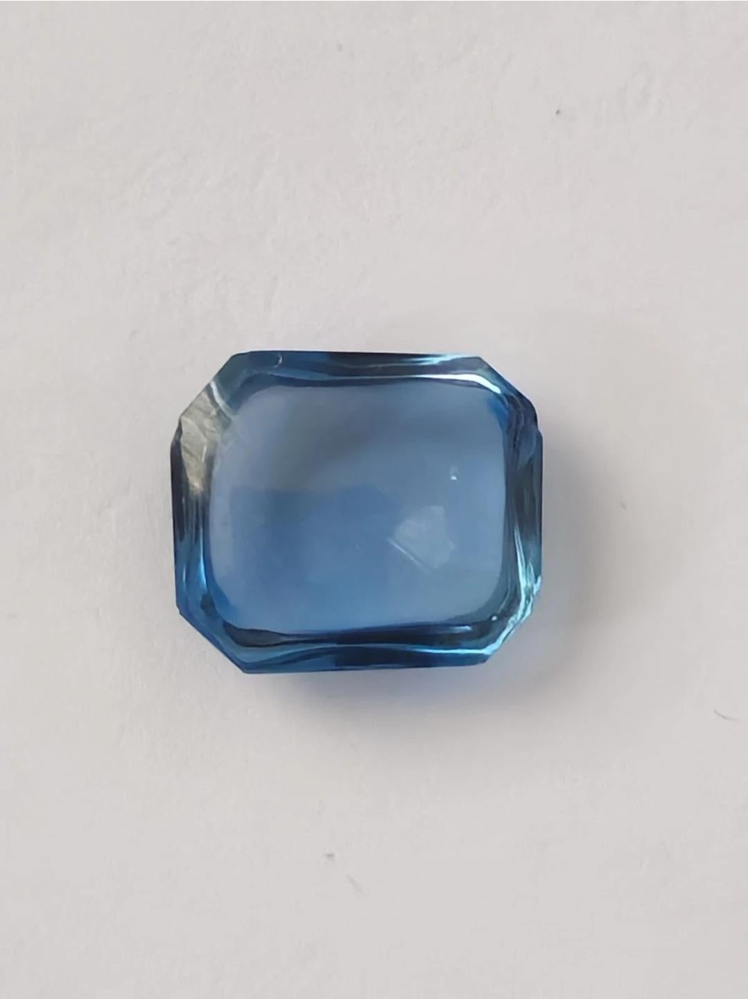 da uomo o donna 7.7 ct London Blue Topaz 14X12 Cut Cornered Retangular Fantasy Cut in vendita