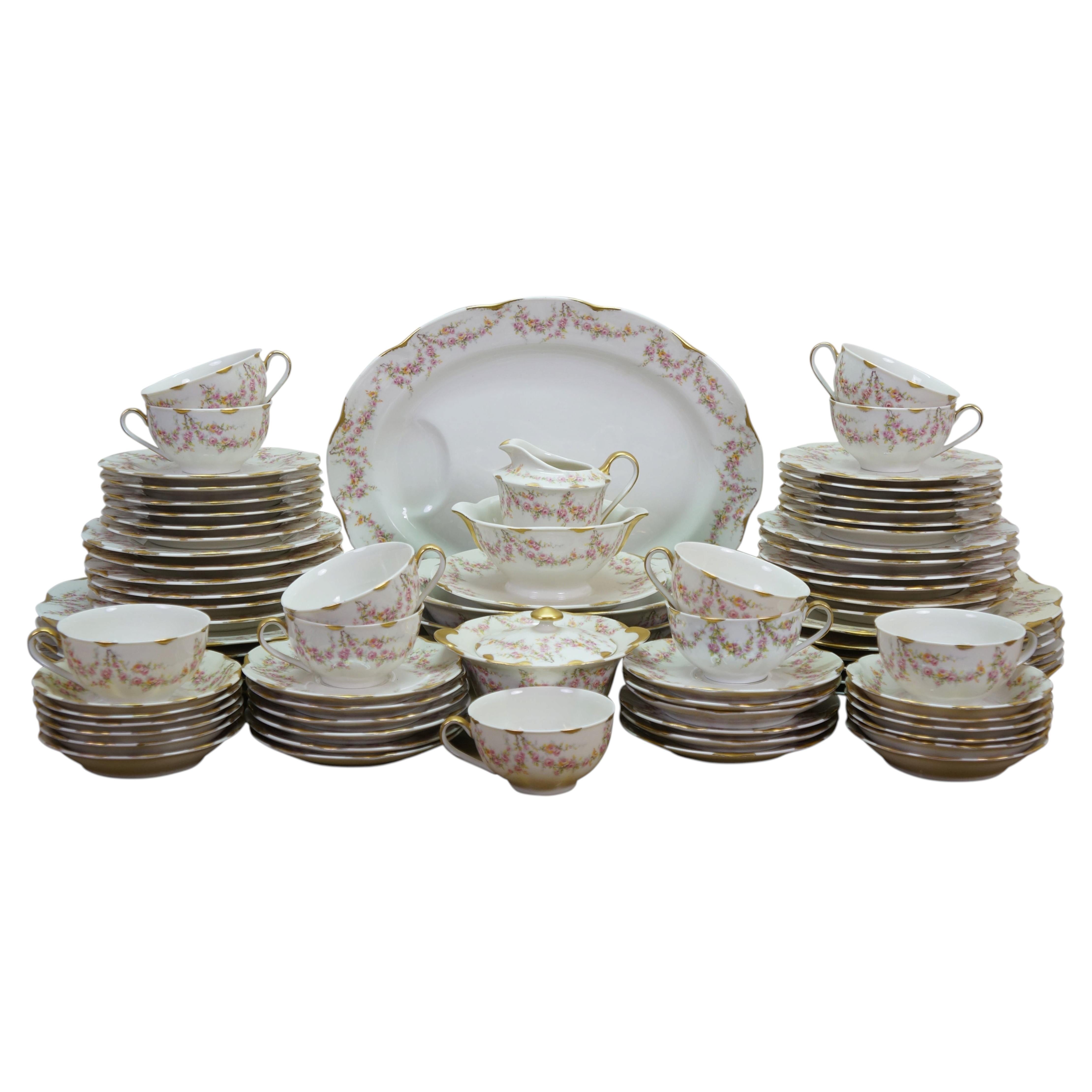 77-teiliges Theodore Haviland „American New York Vareene Rose China“-Porzellan-Geschirrset