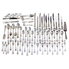 77 Piece Strasbourg Pattern Sterling Silver Flatware Set by Gorham