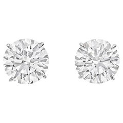 7.70 Carat J-Color Round Brilliant-Cut Diamond Stud Earrings