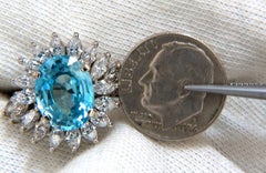 7.70 Carat Natural Indigo Blue Zircon Diamonds Ring 18 Karat*