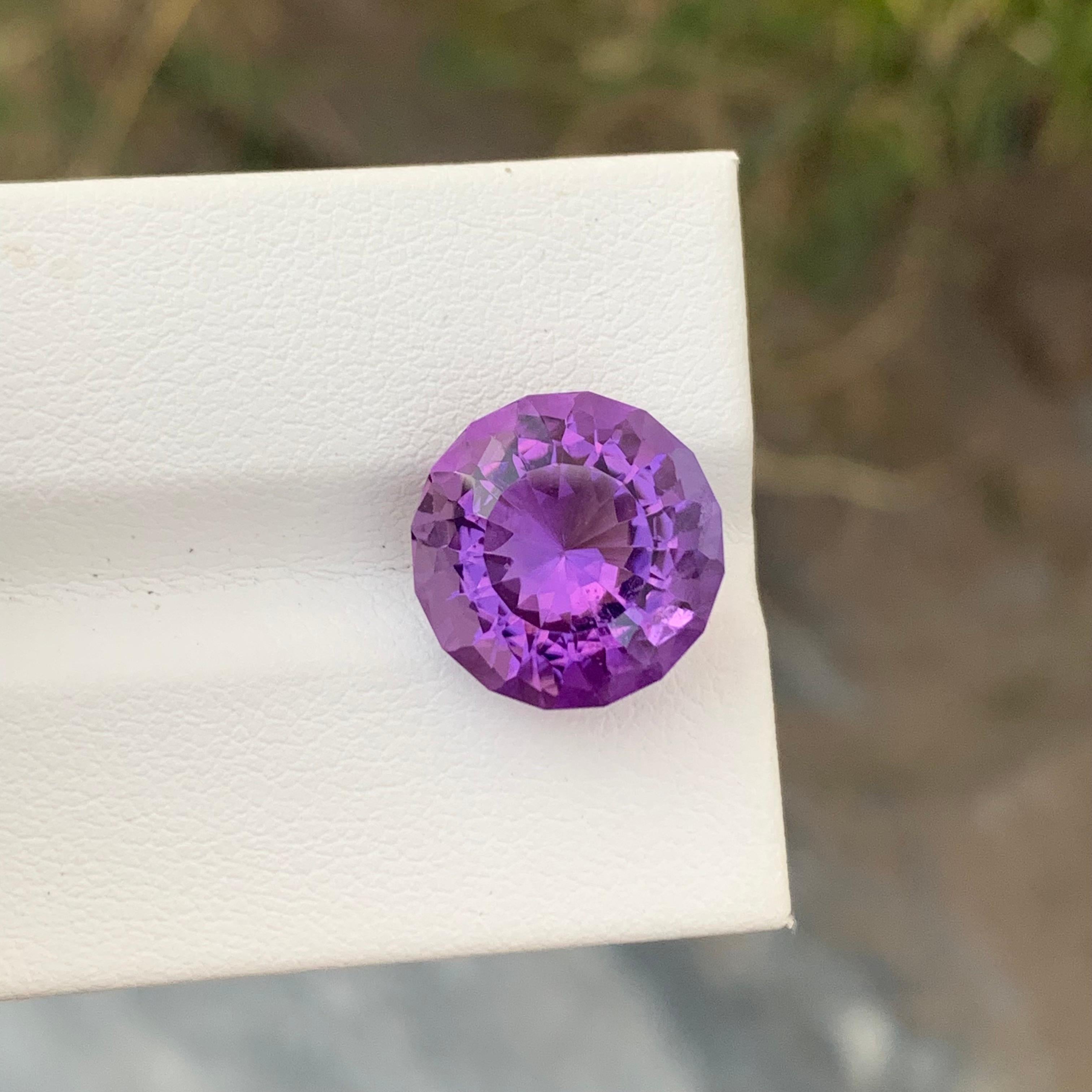 Loose Amethyst
Weight: 7.70 Carats
Dimension: 13 x 13 x 8.8 Mm 
Colour: Purple
Origin: Brazil
Treatment: Non
Certificate: On Demand
Shape: Round 

Amethyst, a stunning variety of quartz known for its mesmerizing purple hue, has captivated humans for