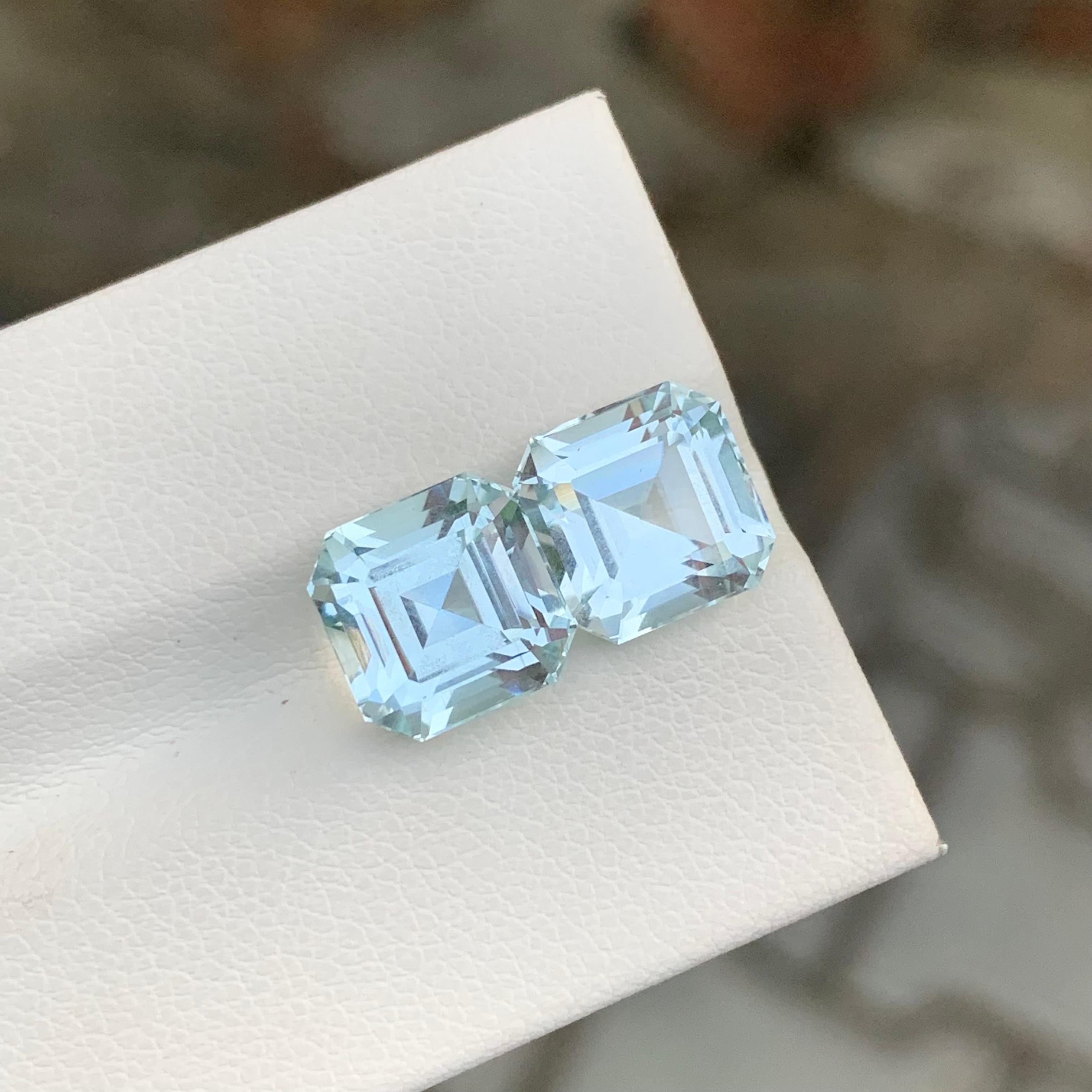 7.70 Carat Natural Loose Aquamarine Pair Square Shape Gem For Earrings For Sale 4
