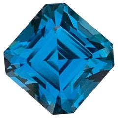 7.70 Carat Natural Loose London Blue Topaz Square Shape Gemstone