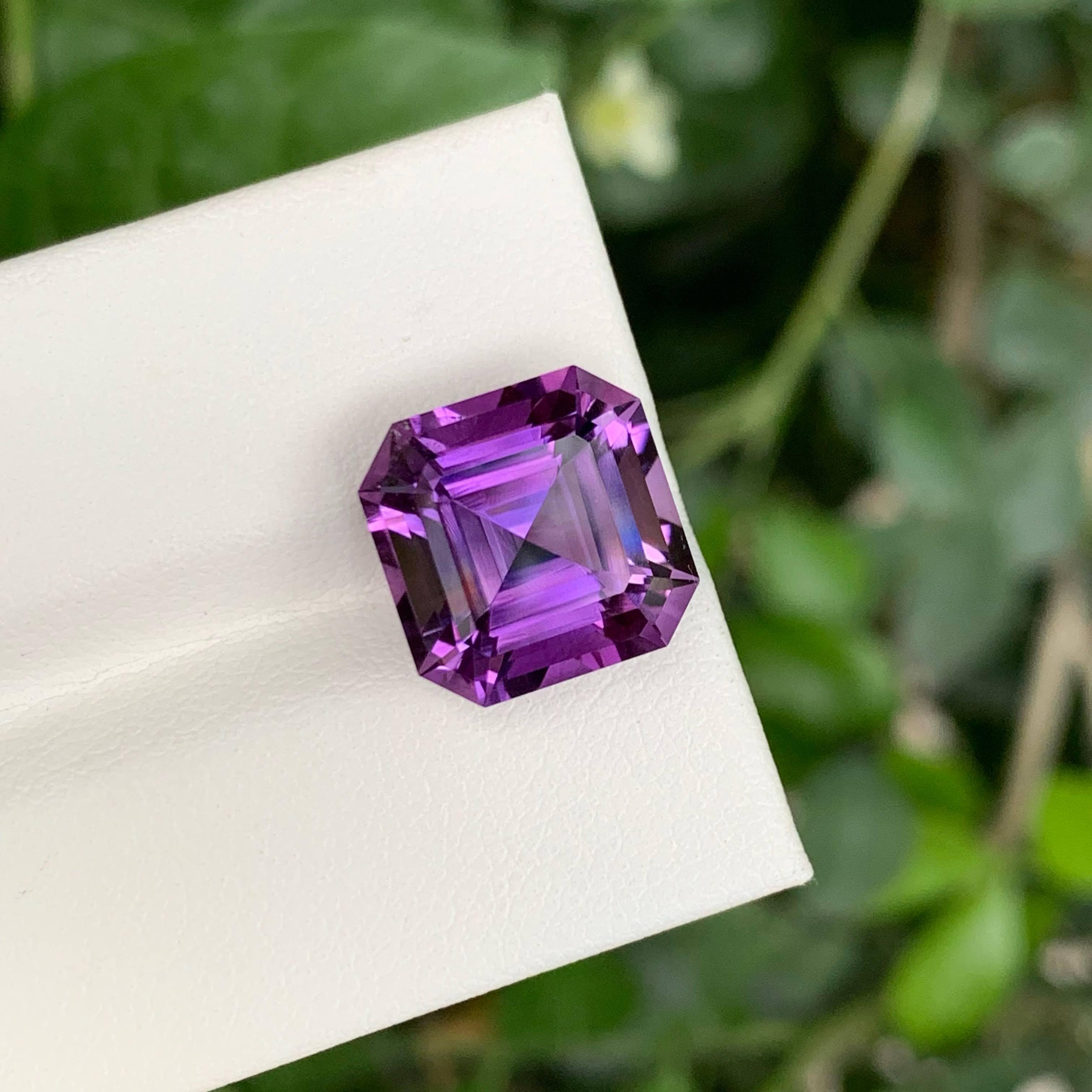 7,70 Karat Natürlicher Loser Lila Amethyst Stein Asscher Schliff Brasilianischer Edelstein im Angebot 4