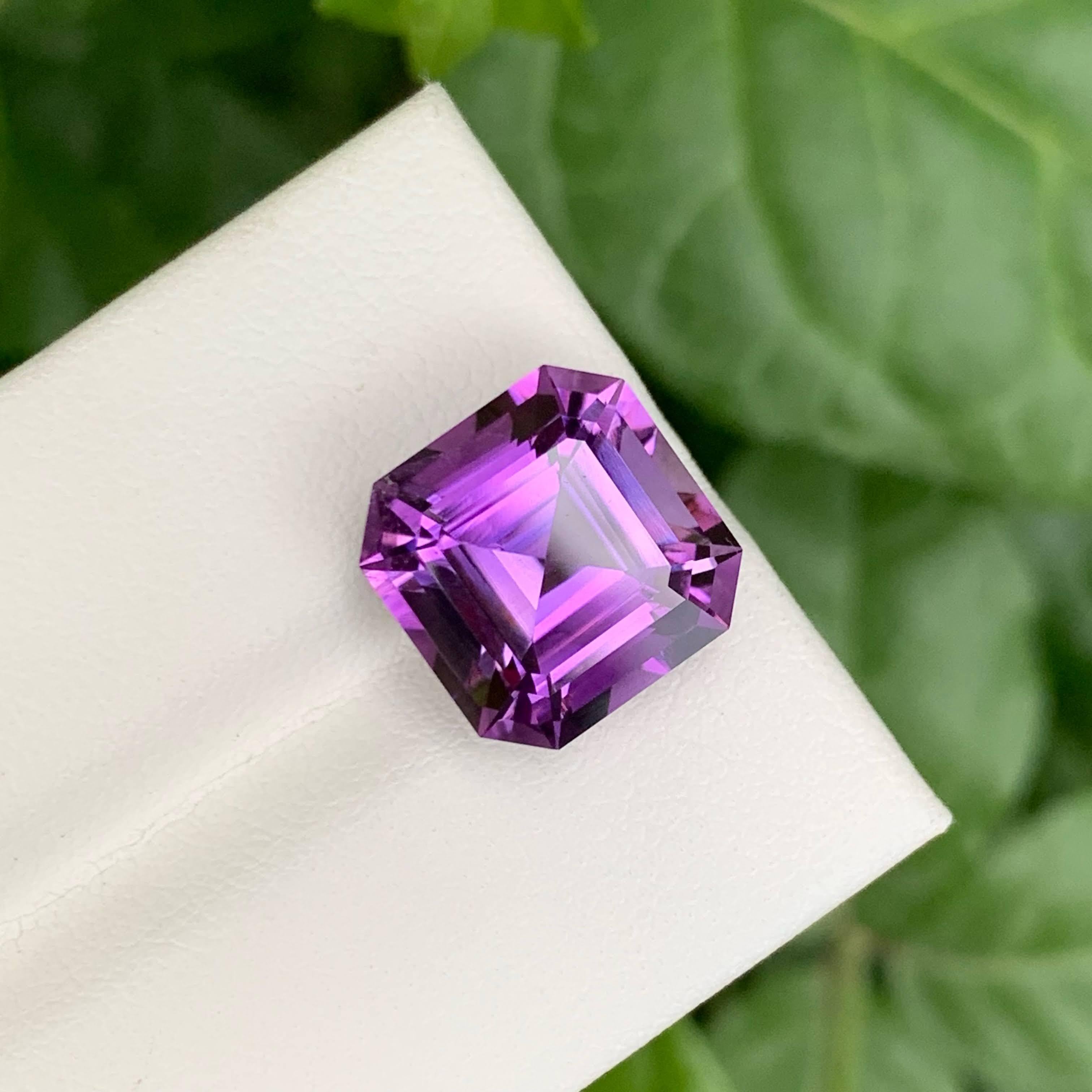 7,70 Karat Natürlicher Loser Lila Amethyst Stein Asscher Schliff Brasilianischer Edelstein im Angebot 5