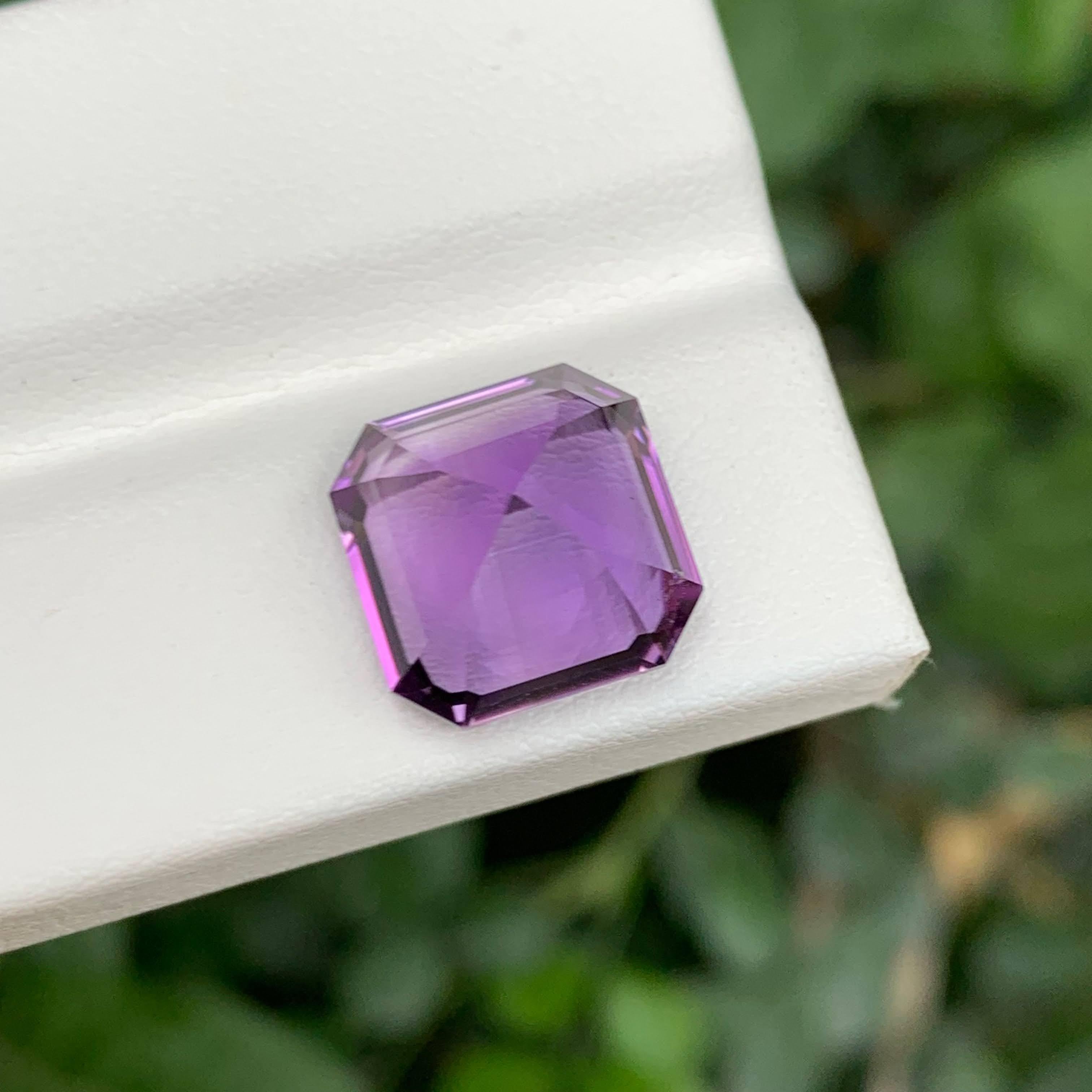 7,70 Karat Natürlicher Loser Lila Amethyst Stein Asscher Schliff Brasilianischer Edelstein (Moderne) im Angebot