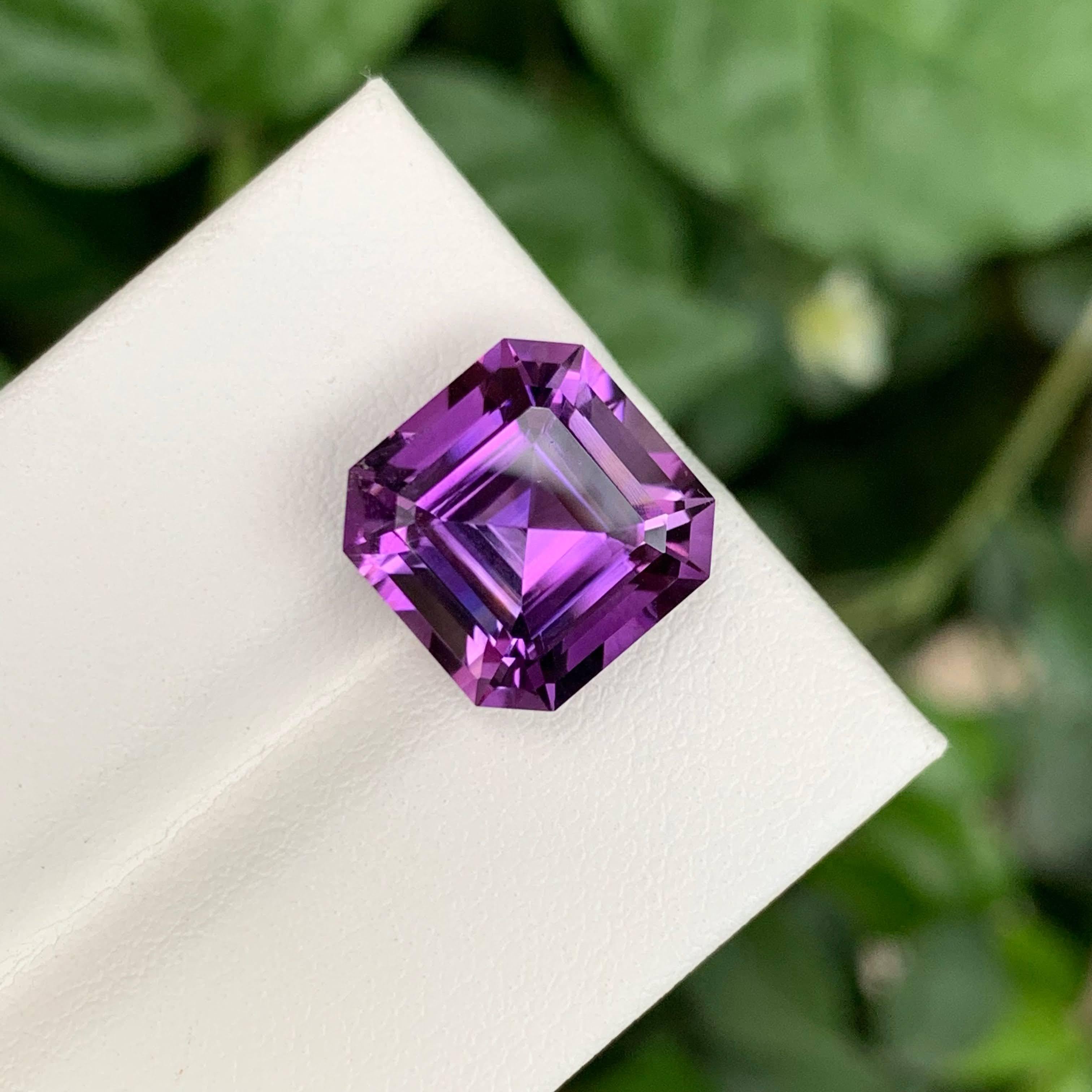 7,70 Karat Natürlicher Loser Lila Amethyst Stein Asscher Schliff Brasilianischer Edelstein im Angebot 2