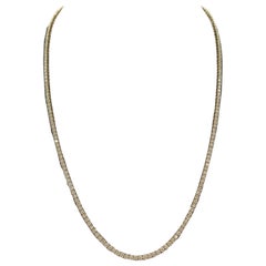 7.70 Carat Round Brilliant Cut Diamond Tennis Necklace 14 Karat Yellow Gold 22''