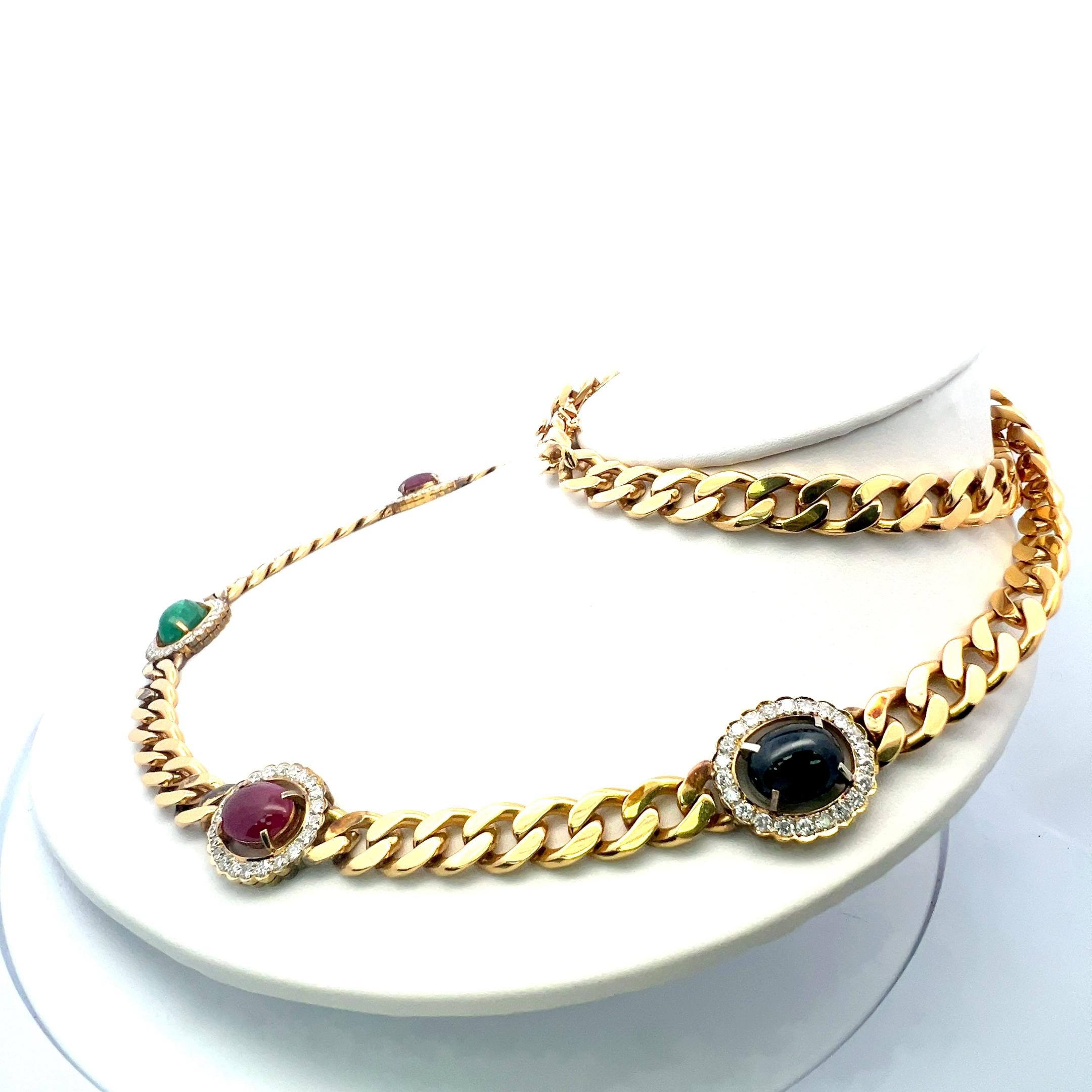 Taille brillant Chaîne collier en or jaune 18 carats avec diamants ronds brillants G SI1 de 7,70 carats en vente