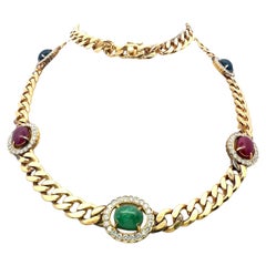 7,70 Karat Runder Brillant G SI1 Diamant 18 Karat Gelbgold Kette Halskette
