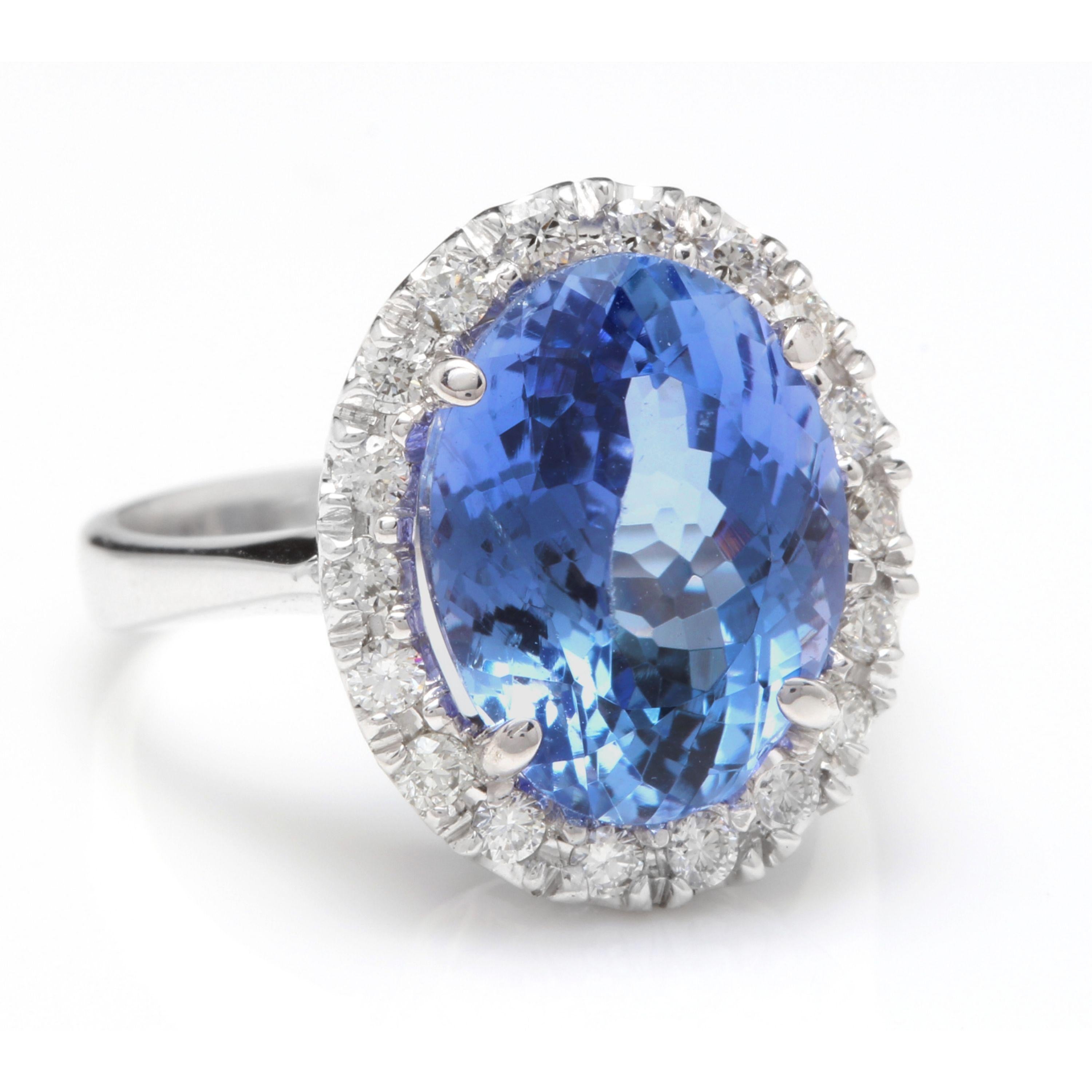 7.70 Carats Natural Splendid Tanzanite and Diamond 14K Solid White Gold Ring

Total Natural Oval Cut Tanzanite Weight is: Approx. 7.00 Carats

Natural Round Diamonds Weight: Approx. 0.70 Carats (color G-H / Clarity SI1-SI2)

Ring size: 7 (we offer