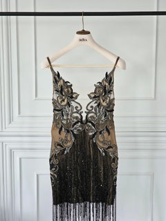 $7700 Berta fringe dress 70s Great Gatsby vibe! Evening gown! Handcrafted