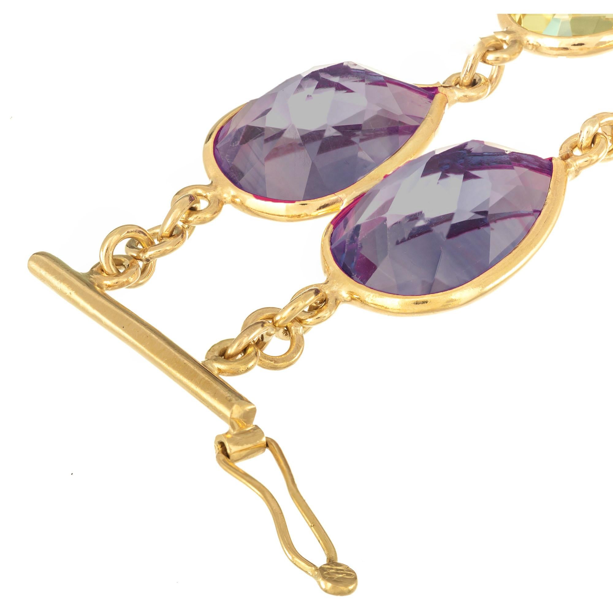 77,00 Carati Ametista Topazio Granato Quarzo Citrino Bracciale in Oro a Due File in vendita 1