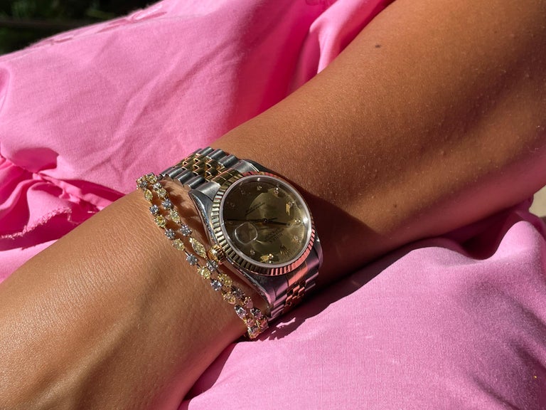 7.70ct Yellow and White Diamond Double Row Bracelet For Sale at 1stDibs