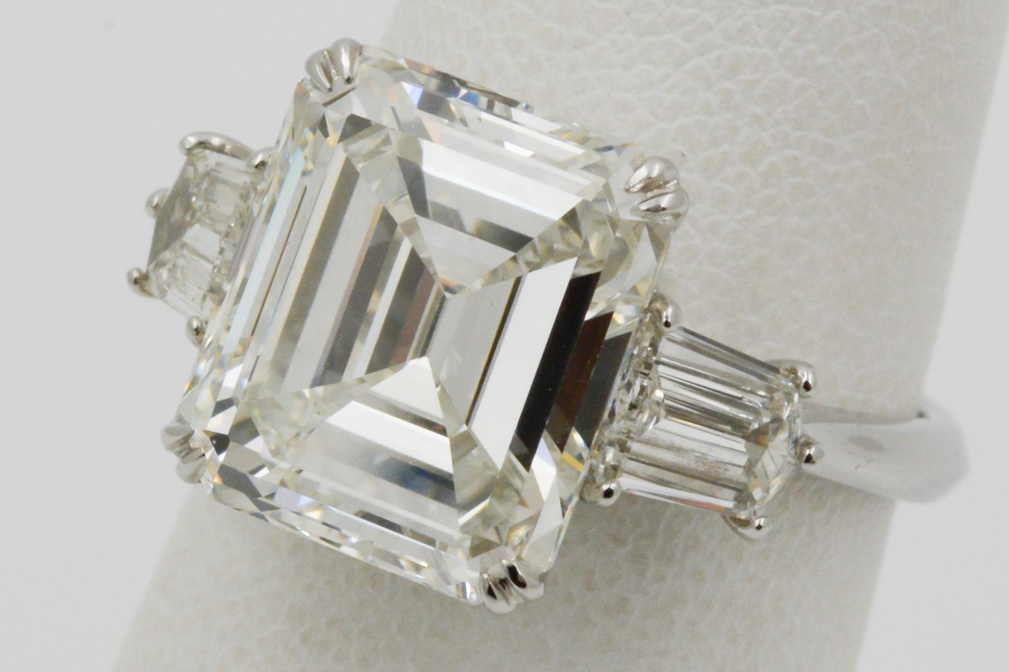 Women's 7.71 Carat GIA Emerald Cut Diamond Platinum Ring