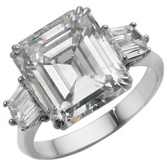 7.71 Carat GIA Emerald Cut Diamond Platinum Ring