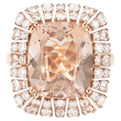 Bague en or rose 18 carats avec Morganite et diamants de 7,71 carats