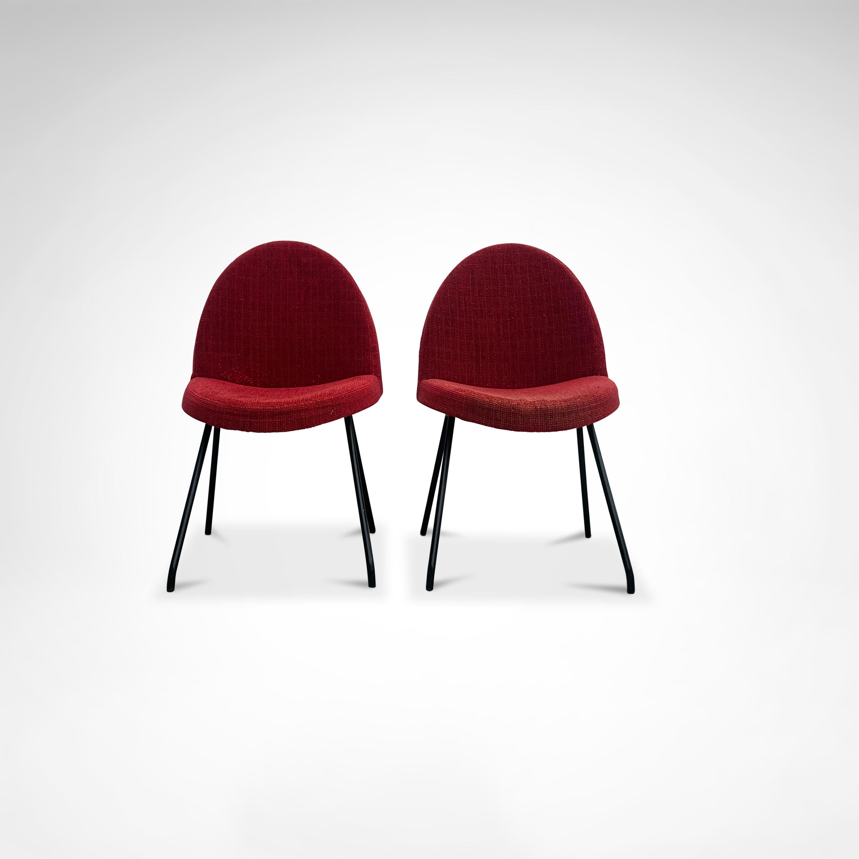 Set of infamous Language dining chairs by the French grandmaster of design Joseph André Motte, also known as “Tongue” chairs, due to the unmistakable shape of the seat.

These chairs were designed in 1954 by Joseph André Motte for Steiner France, as