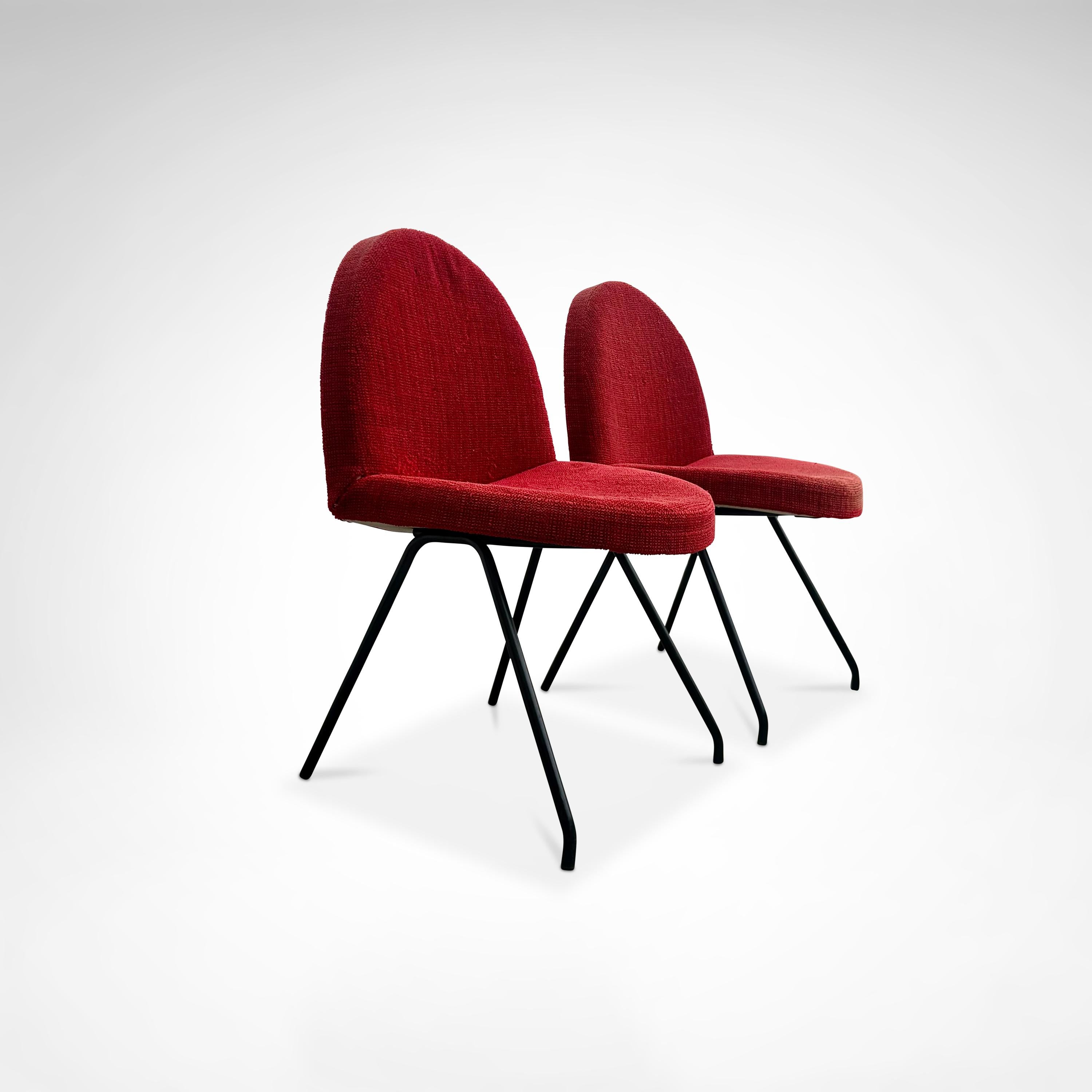 Mid-20th Century 771 Language dining chairs by Joseph André Motte for Steiner France 1950s, set 2 For Sale