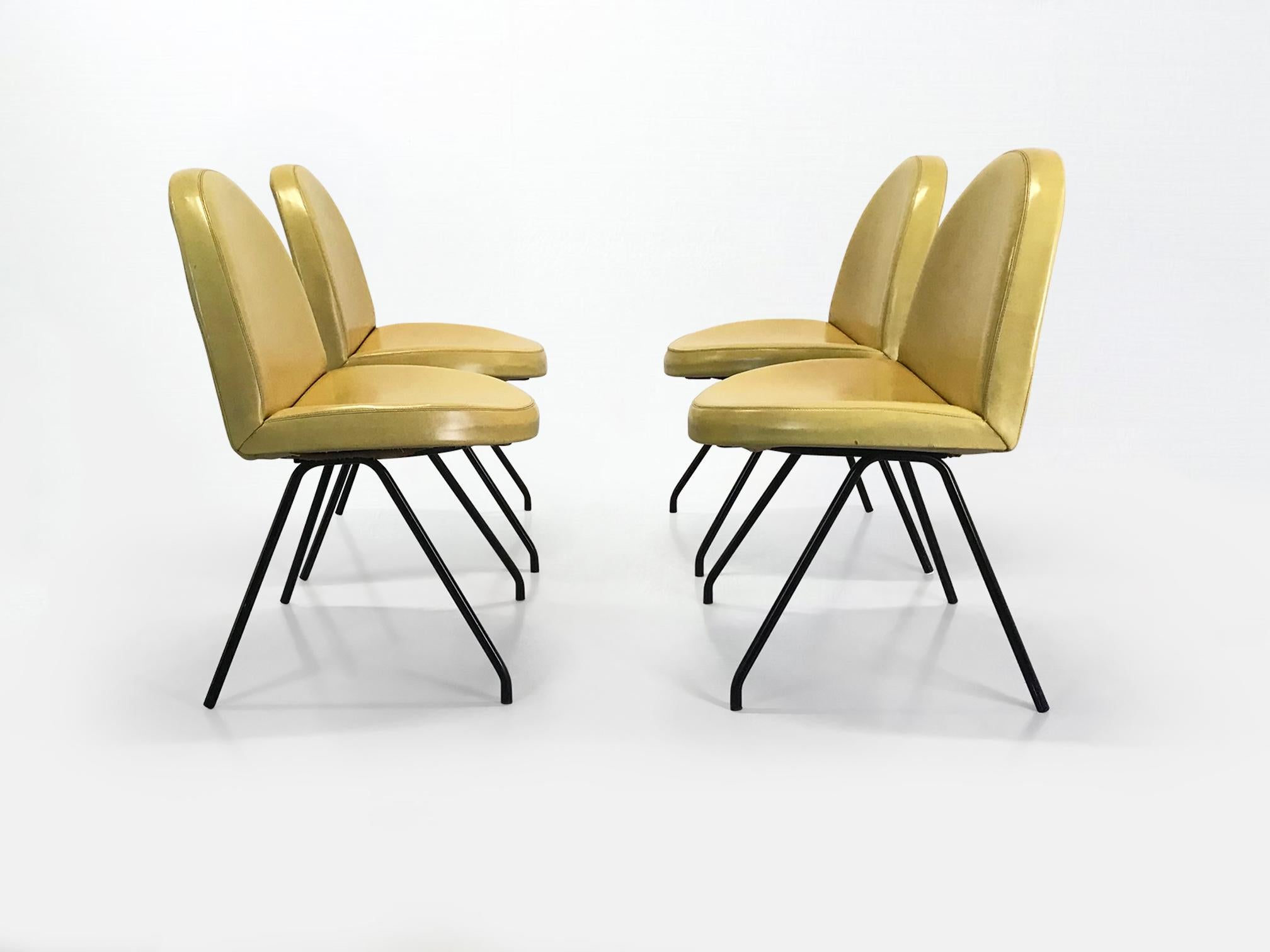 771 Language dining chairs by Joseph André Motte for Steiner France 1950s, set 4 For Sale 3