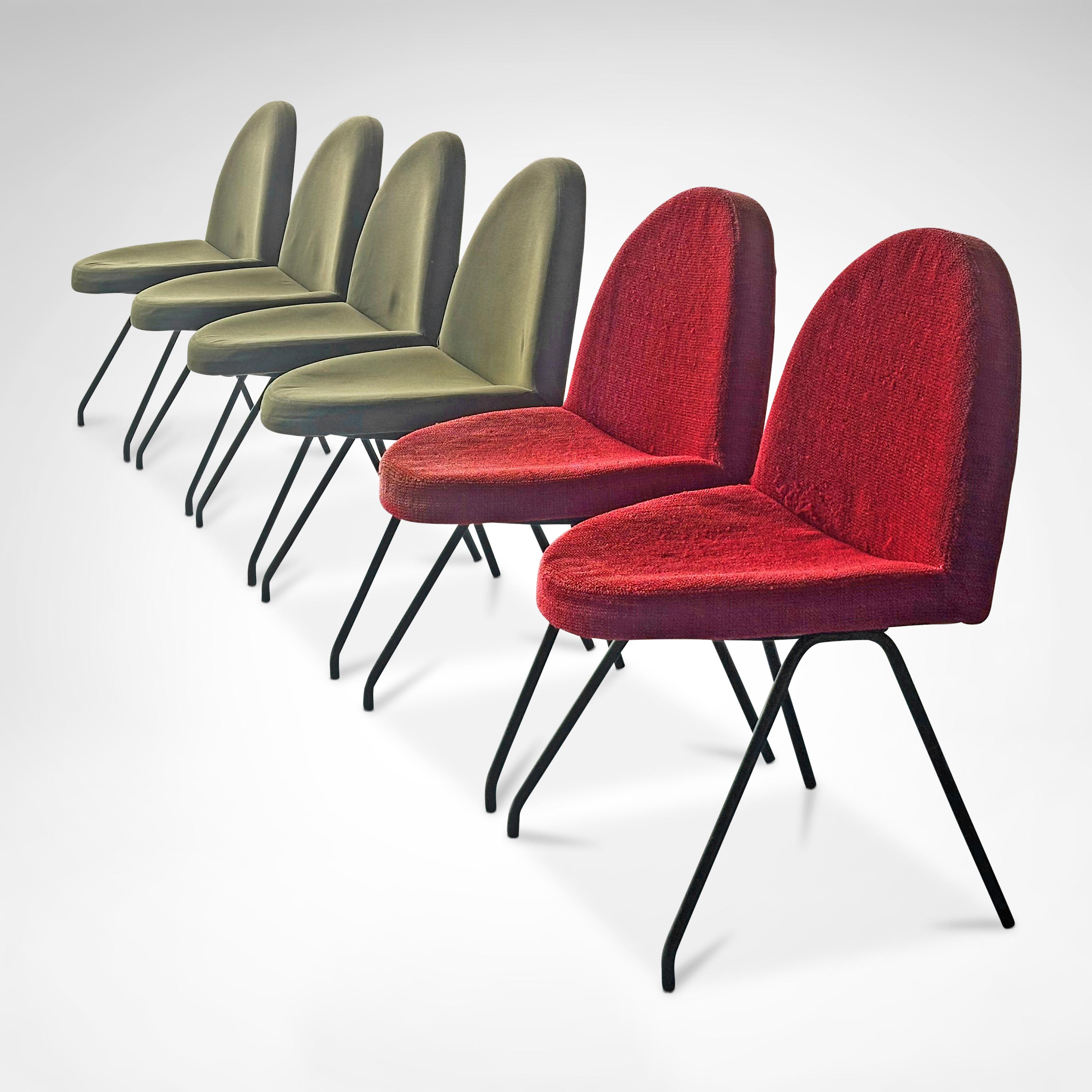 771 Chaises de salle à manger en langue par Joseph-André Motte pour Steiner France 1950, ensemble 4 en vente 6