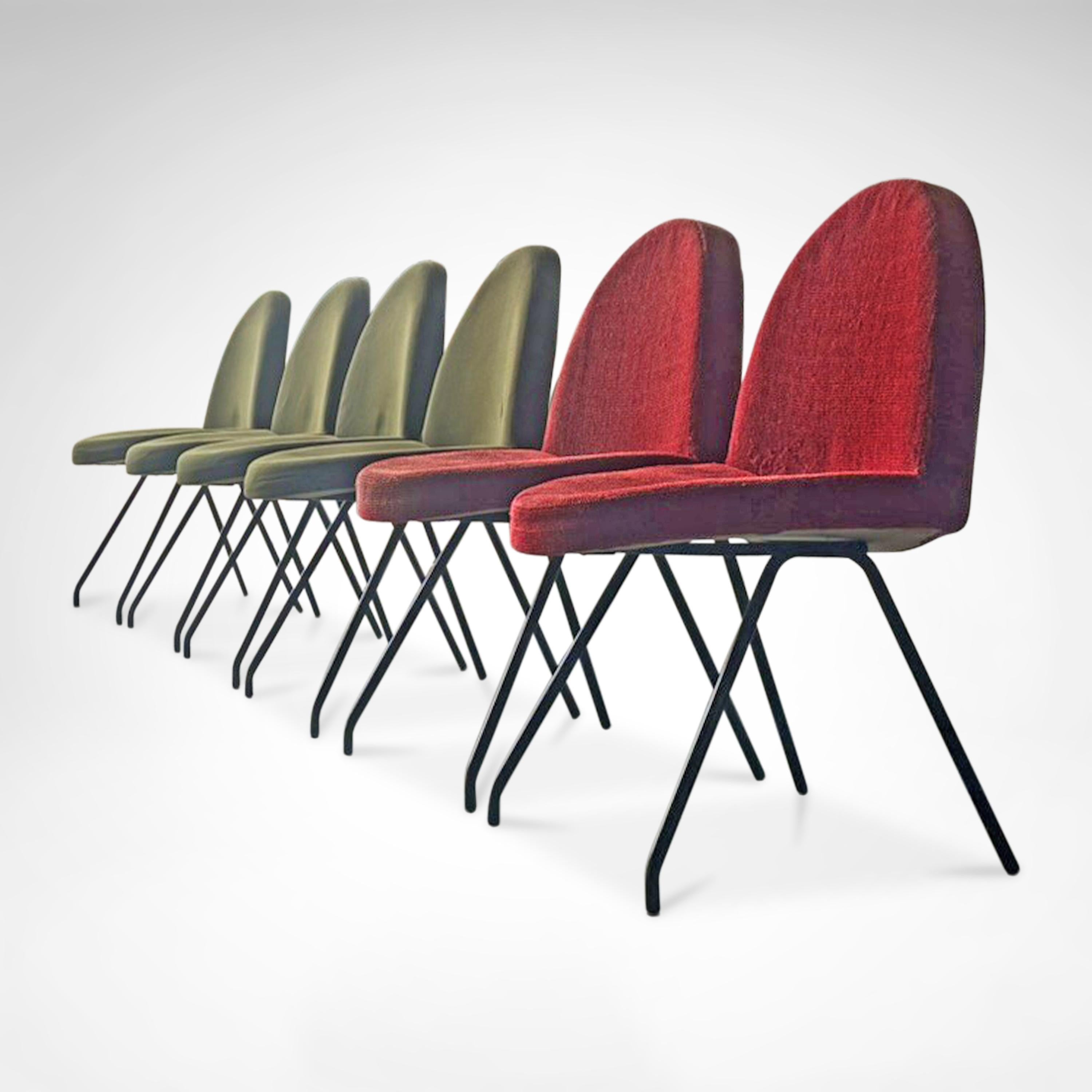 771 Chaises de salle à manger en langue par Joseph-André Motte pour Steiner France 1950, ensemble 4 en vente 7
